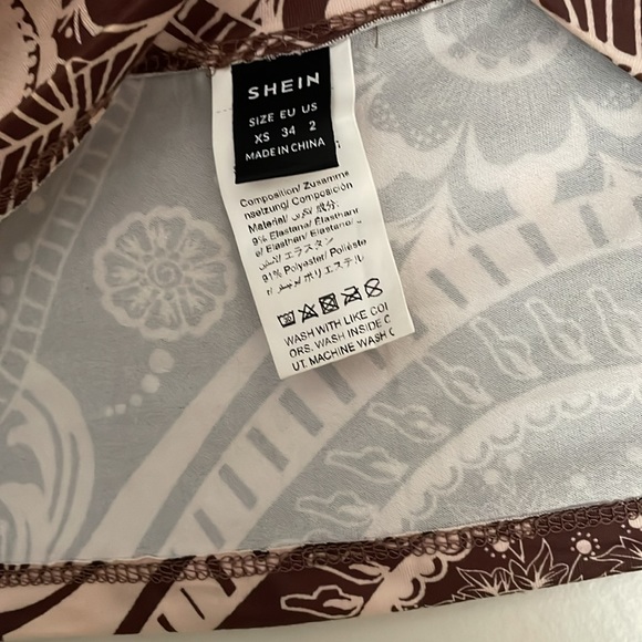 Brown and Tan Paisley Versatile Tie Front Cropped Top - Picture 5 of 5